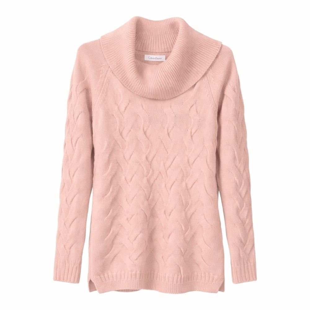New Calvin Klein Pink Oversized Turtleneck Long Sleeve Sweater Women Size Small